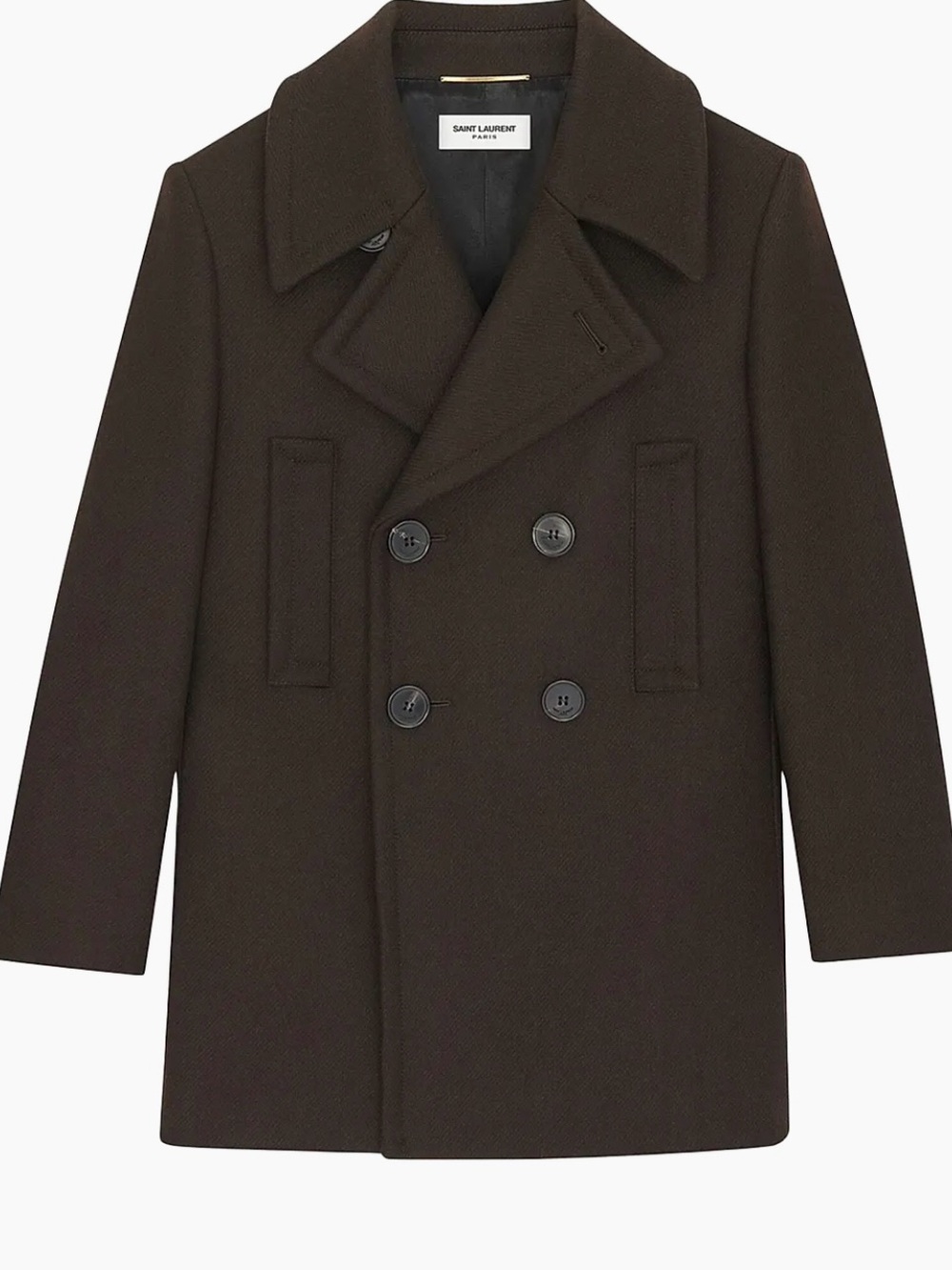 Saint Laurent Chocolate Brown wool Gabardine peacoat 38